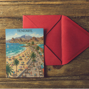 Retro Teneriffa Kanarische Inseln Spanien Strand  Postkarte