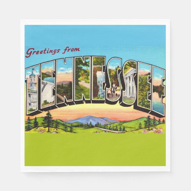 Retro-Tennessee-Grußpostkarte Serviette (Vorderseite)