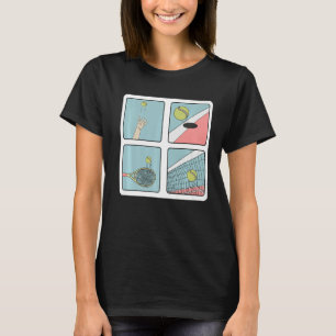 Retro Tennis Player Coach Single verdoppelt Racket T-Shirt