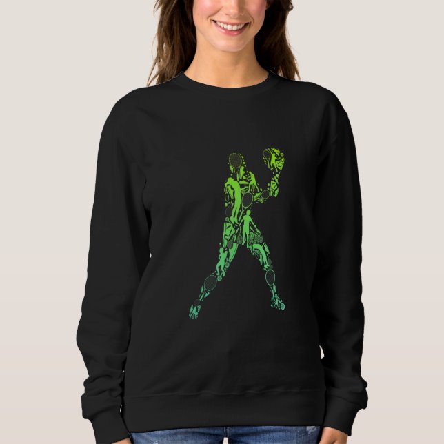 Retro tennis player match ball man with bat sweatshirt (Vorderseite)