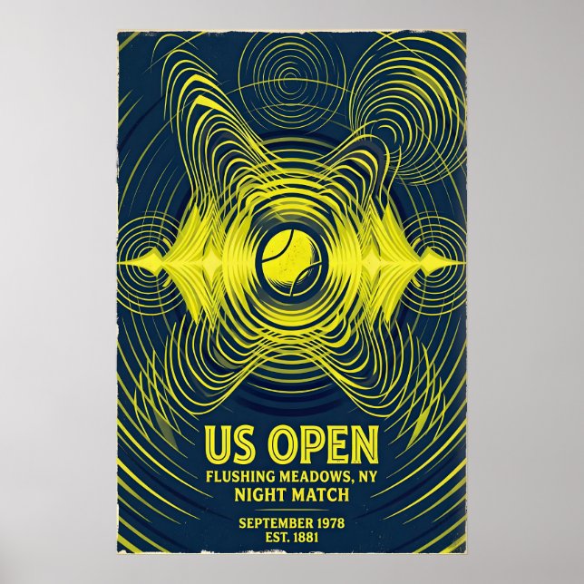 Retro Tennis Poster, US Open Night Match (Flushing Poster (Vorne)