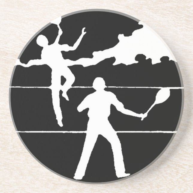 Retro Tennis Silhouette Getränkeuntersetzer (Vorne)