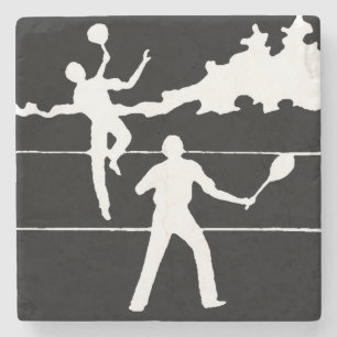 Retro Tennis Silhouette Steinuntersetzer