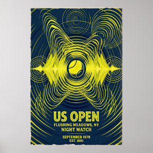 Retro-Tennisposter, US Open Nachtmatch (Flushing Poster