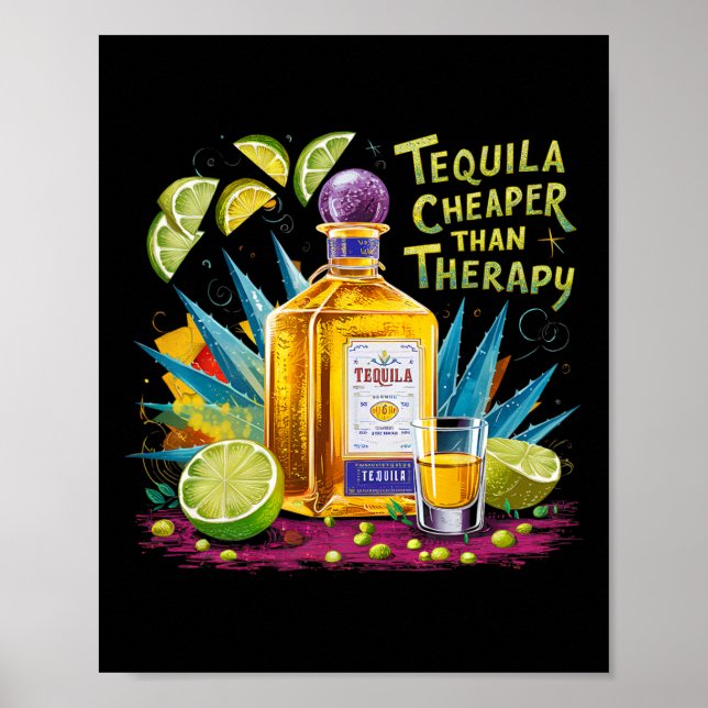 Retro Tequila trinkt Tequila billiger als ein Drit Poster (Vorne)