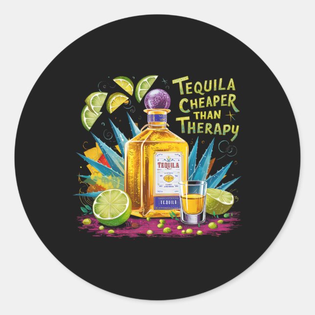 Retro Tequila trinkt Tequila billiger als ein Drit Runder Aufkleber (Vorderseite)
