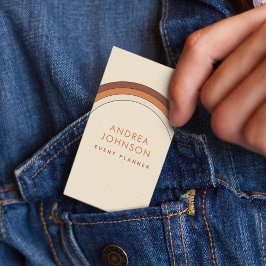 Retro Terracotta Creme 60er 70er Regenbogen Streif Visitenkarte