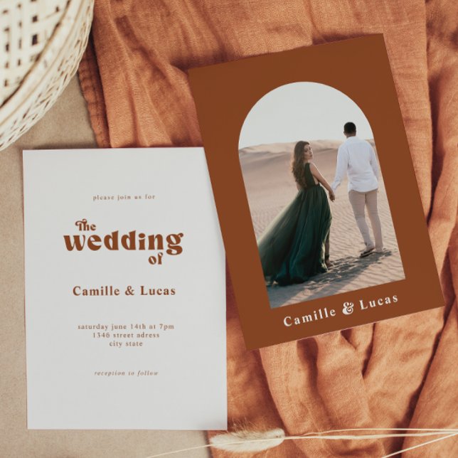 Retro Terracotta Hochzeitsfeier Einladung (Von Creator hochgeladen)