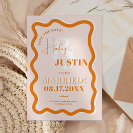 Retro Terracotta-Kurve quiggle wavy Foto Hochzeit Save The Date