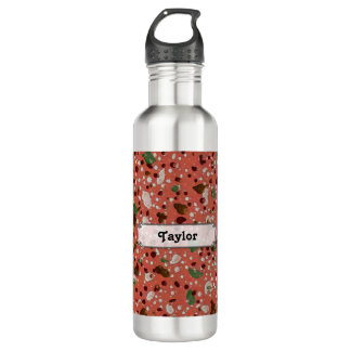 Retro Terracotta Vintag Terrazzo Sage & Burgund Edelstahlflasche