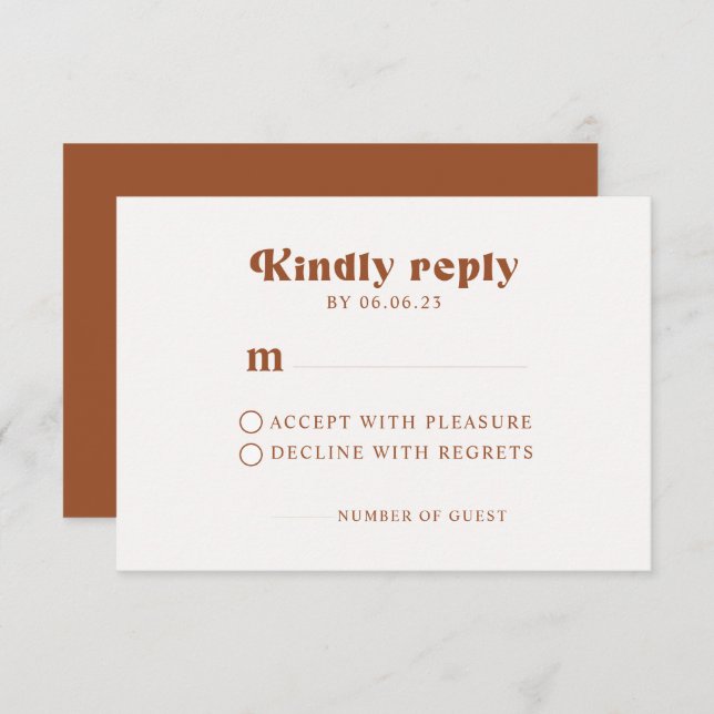 Retro Terracotta Wedding RSVP Card (Vorne/Hinten)