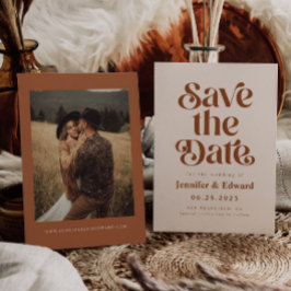 Retro Terracotta Wedding Save The Date