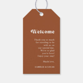 Retro Terracotta Wedding Willkommensschilder Geschenkanhänger