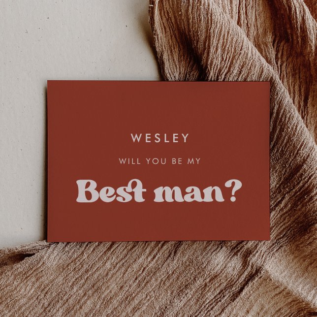 Retro Terracotta Werden Sie meine Trauzeuge-Karte Einladung (Von Creator hochgeladen)