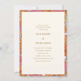 Retro Terracotta Yellow Fall Coed Couples Shower Einladung