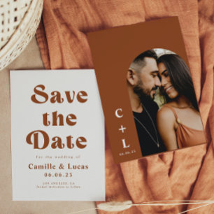 Retro-Terrakotta-Hochzeit Save The Date Einladung