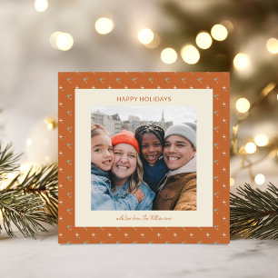 Retro Terrakotta Sterne Weihnachtsfoto Quadrat Feiertagskarte