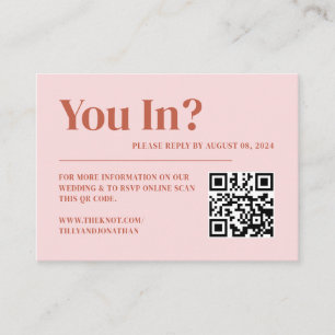 Retro-Terrakotta- und Rosé-Hochzeitswebsite-QR-Cod Begleitkarte