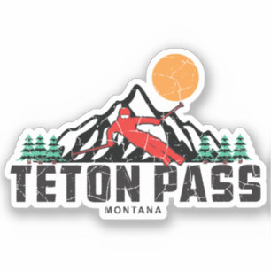 Retro Teton Pass Ski Aufkleber