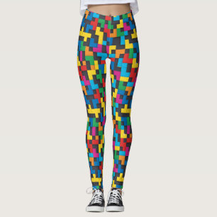 Retro-Tetris-Blöcke Nahtloses Muster Leggings