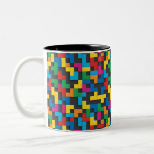 Retro-Tetris-Blöcke nahtloses Muster Zweifarbige Tasse