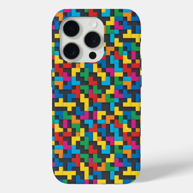 Retro Tetris Blocks Seamless Pattern Case-Mate iPhone Hülle (Rückseite)
