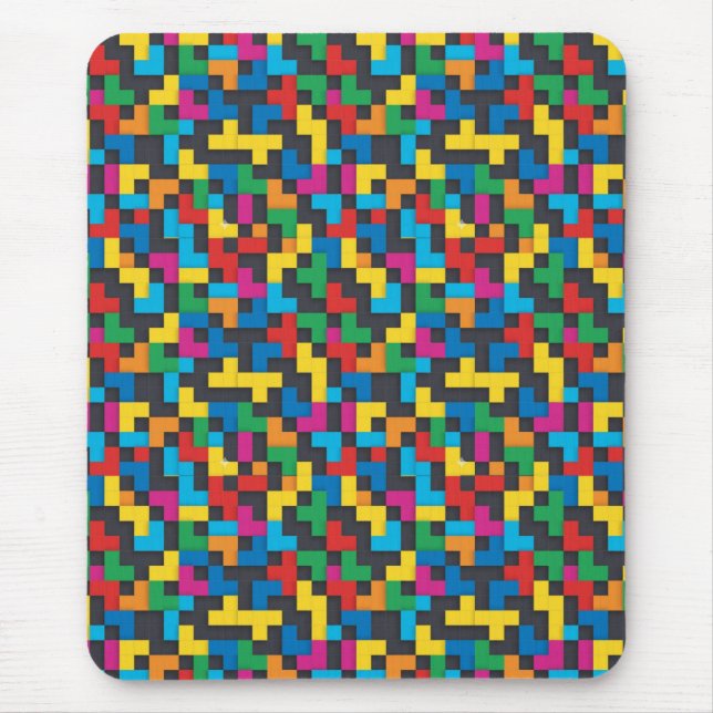 Retro Tetris Blocks Seamless Pattern Mousepad (Vorne)