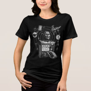 Retro-Teufels-Glücksmaschinen-Grafik-T-Shirt Tri-Blend Shirt