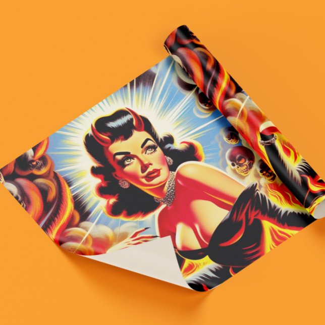 Retro teuflisches Pin-up Geschenkpapier (Von Creator hochgeladen)