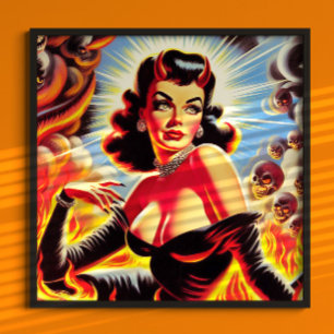 Retro teuflisches Pin-up Poster