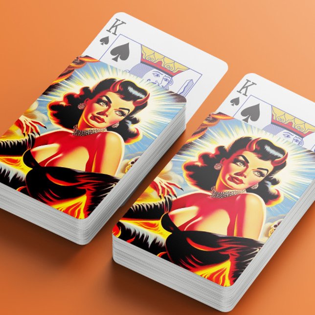 Retro teuflisches Pin-up Spielkarten (Von Creator hochgeladen)