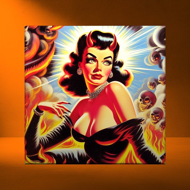 Retro Teuflisches Pinup Fliese (Von Creator hochgeladen)