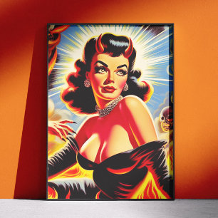Retro teuflisches Pinup Poster