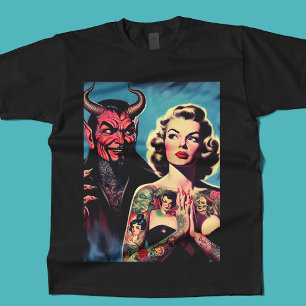 Retro teuflisches tätowiertes Pin-up T-Shirt