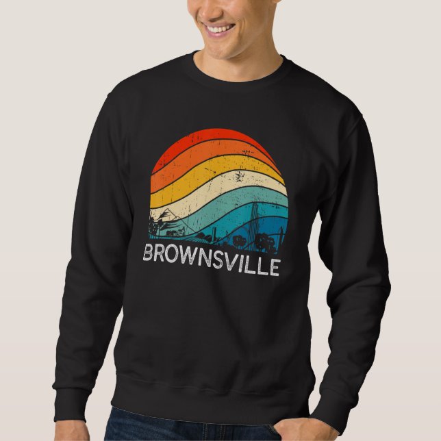 Retro Texas Brownsville Skyline Vintage Urban Himm Sweatshirt (Vorderseite)