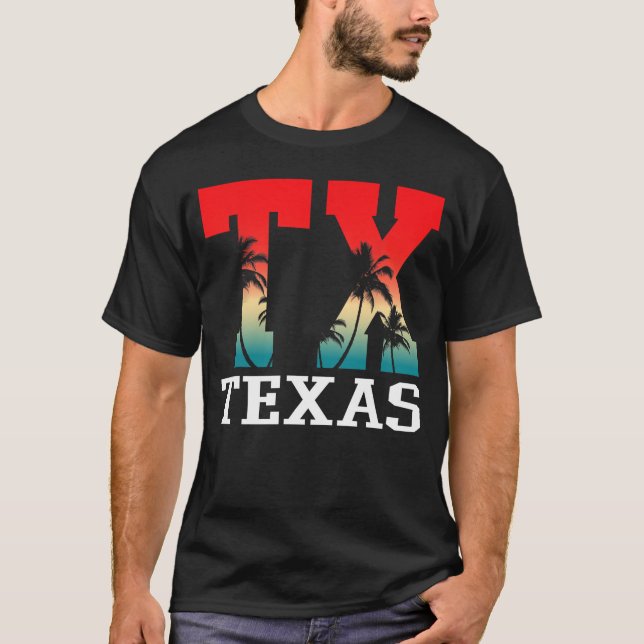 Retro Texas Palm Tree Souvenirs Vintag T-Shirt (Vorderseite)