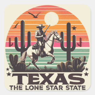 Retro Texas Quadratischer Aufkleber