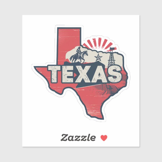 Retro Texas Staat Car Sticker (Blatt)