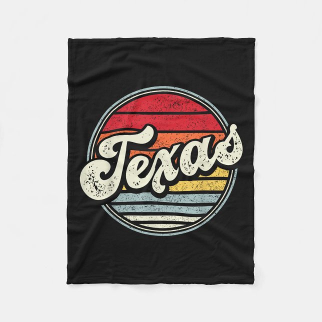 Retro Texas Zuhause Staat Cool 70er Style Sunset M Fleecedecke (Vorderseite)