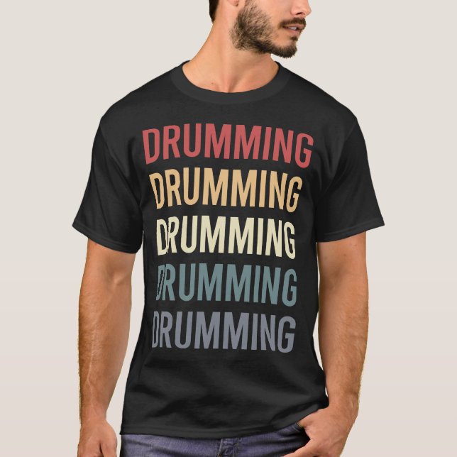 Retro Text Drummer Drum Drums T-Shirt (Vorderseite)