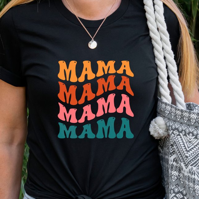 Retro Text Wavy Mama T - Shirt (Von Creator hochgeladen)
