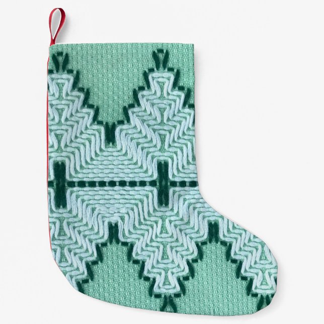 Retro textiles Garnhuschen, grafischer Puls. Kleiner Weihnachtsstrumpf (Vorderseite)