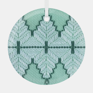 Retro textiles Garnhuschen, grafischer Puls. Ornament Aus Glas