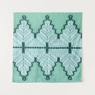 Retro-Textilgarneinbettung, grafischer Puls. Wandteppich