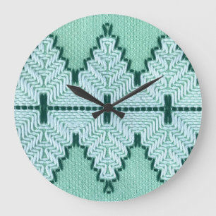 Retro-Textilgarneinfassung, grafischer Puls. Große Wanduhr