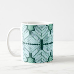 Retro-Textilgarneinfassung, grafischer Puls. Kaffeetasse
