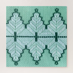 Retro-Textilgarneinfassung, grafischer Puls. Puzzle