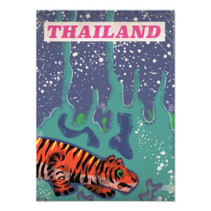 Retro-Thailand-Tiger-Reiseposter Fotodruck