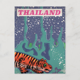 Retro-Thailand-Tiger-Reiseposter Postkarte
