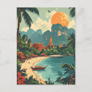 Retro-Thailand-Tropenstrand-Reise Postkarte